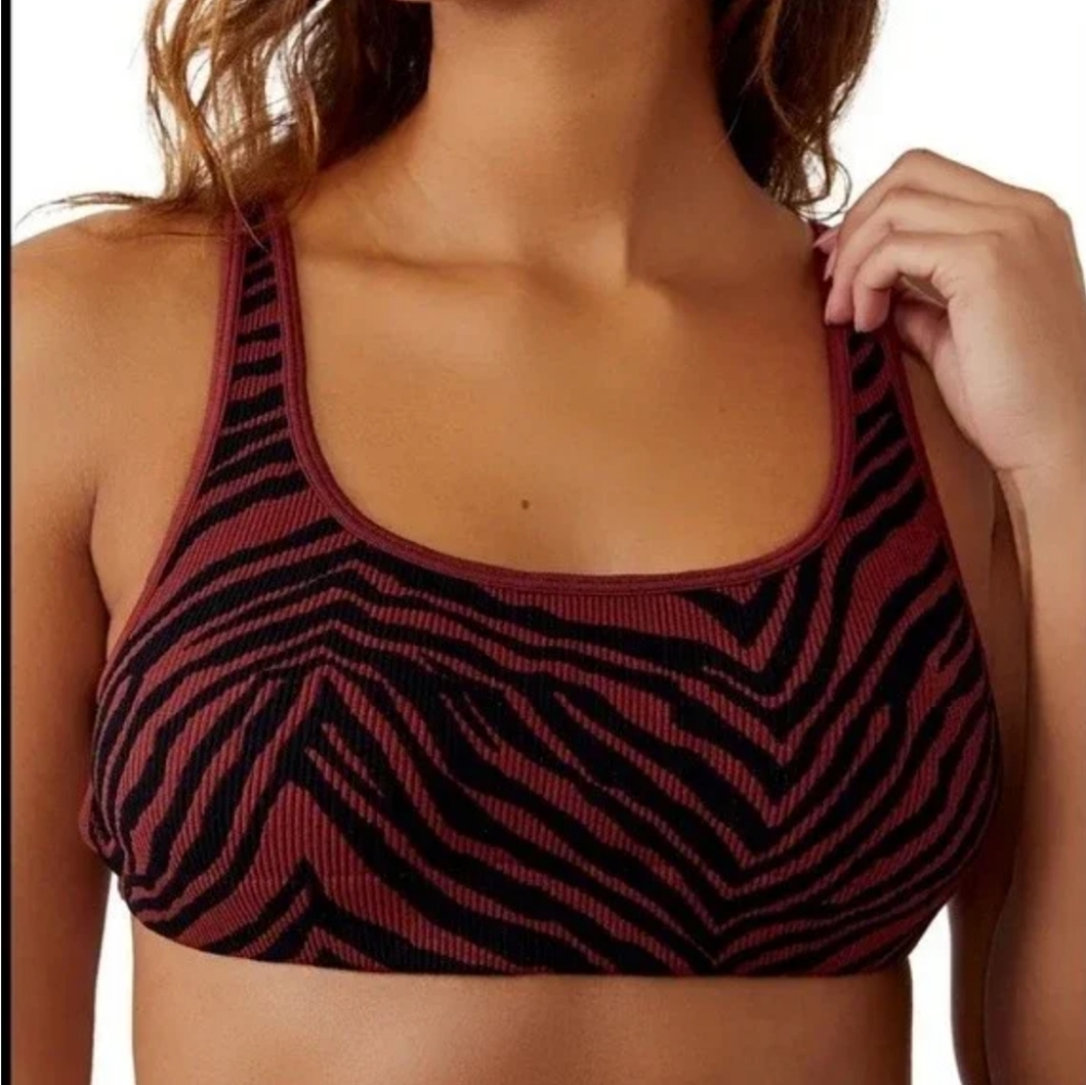 NWT Free People Printed Sienna Strappy Size M/L in Zebra Print